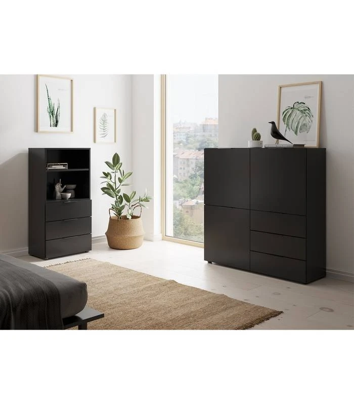 Commode 3 Tiroirs 2 Niches Dark – Image 2