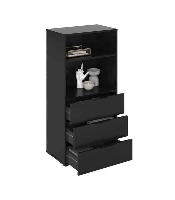 Commode 3 Tiroirs 2 Niches Dark – Image 4